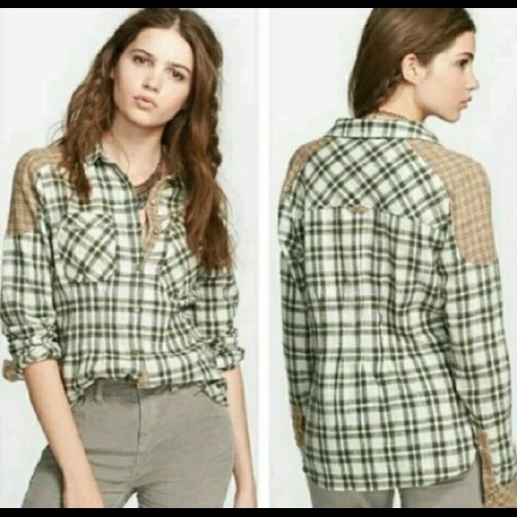 Free People Catch Up with Me Plaid Lightweight Flannel Button Down Shirt Size S - Picture 15 of 15